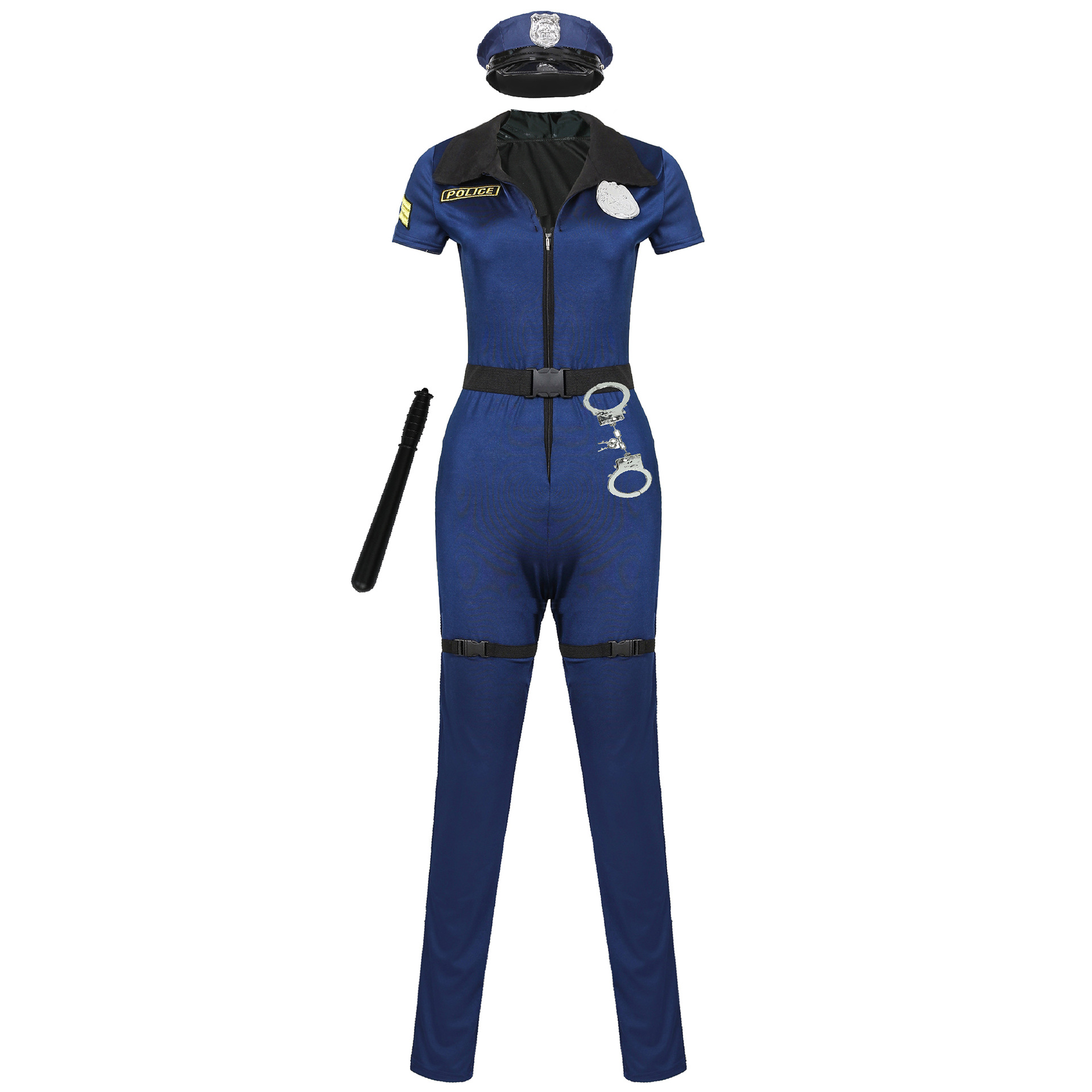 [Wetrose] In Stock Police Madam Cosplay Costume Flexible Bodysuit Cop Uniform Sexy Suit Role Play Hot Halloween Full Set