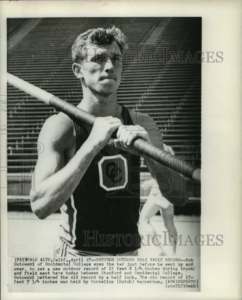 Press Photo Poster painting Track & Field - Bob Gutowski of Occidental College in Pole Vault