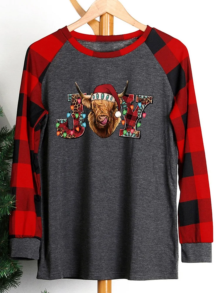 Joy Cow Christmas Sweatshirt-602546-Annaletters