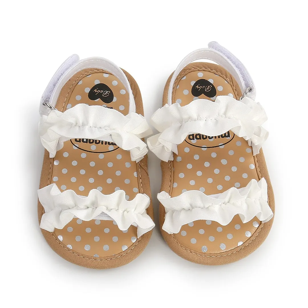 Baby Girls Summer Sandals, Anti-Slip Soft Sole Ruffle Flat Shoes Toddler First Walker