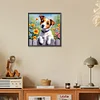 Chiot dans les fleurs-peinture au diamant rond-30*30cm