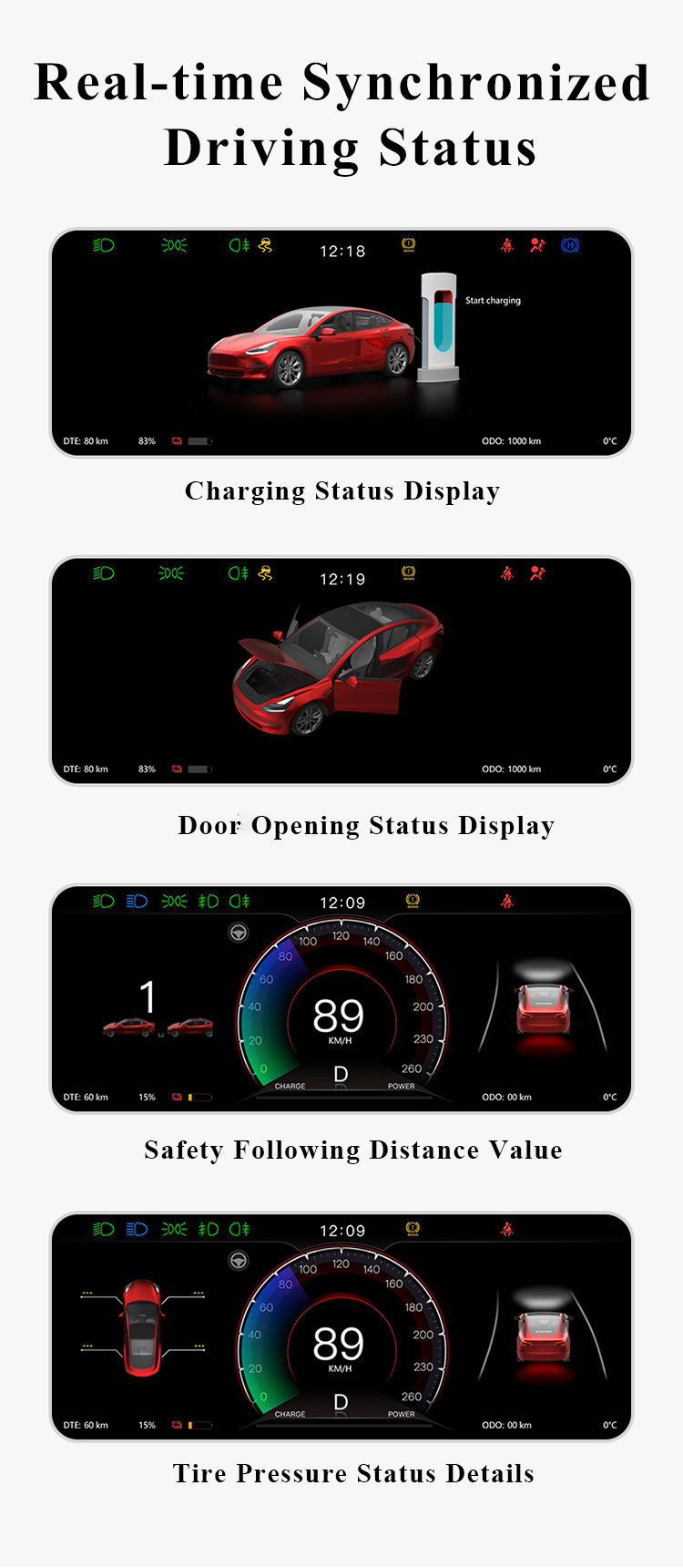 TESLASY Model 3/Y F9 9-inch Carplay/Android Auto Dashboard Touch Screen