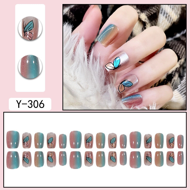 Sweet Color Block Heart Shape ABS Press-on Nails 1 Set