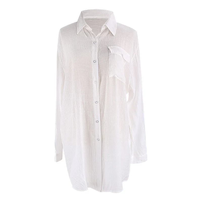 Uveng Uveng Women's Day Silk Bamboo Shirt Beach Vacation Coat Bikini Sweater Women's Swimsuit Sunscreen Cardigan Sand