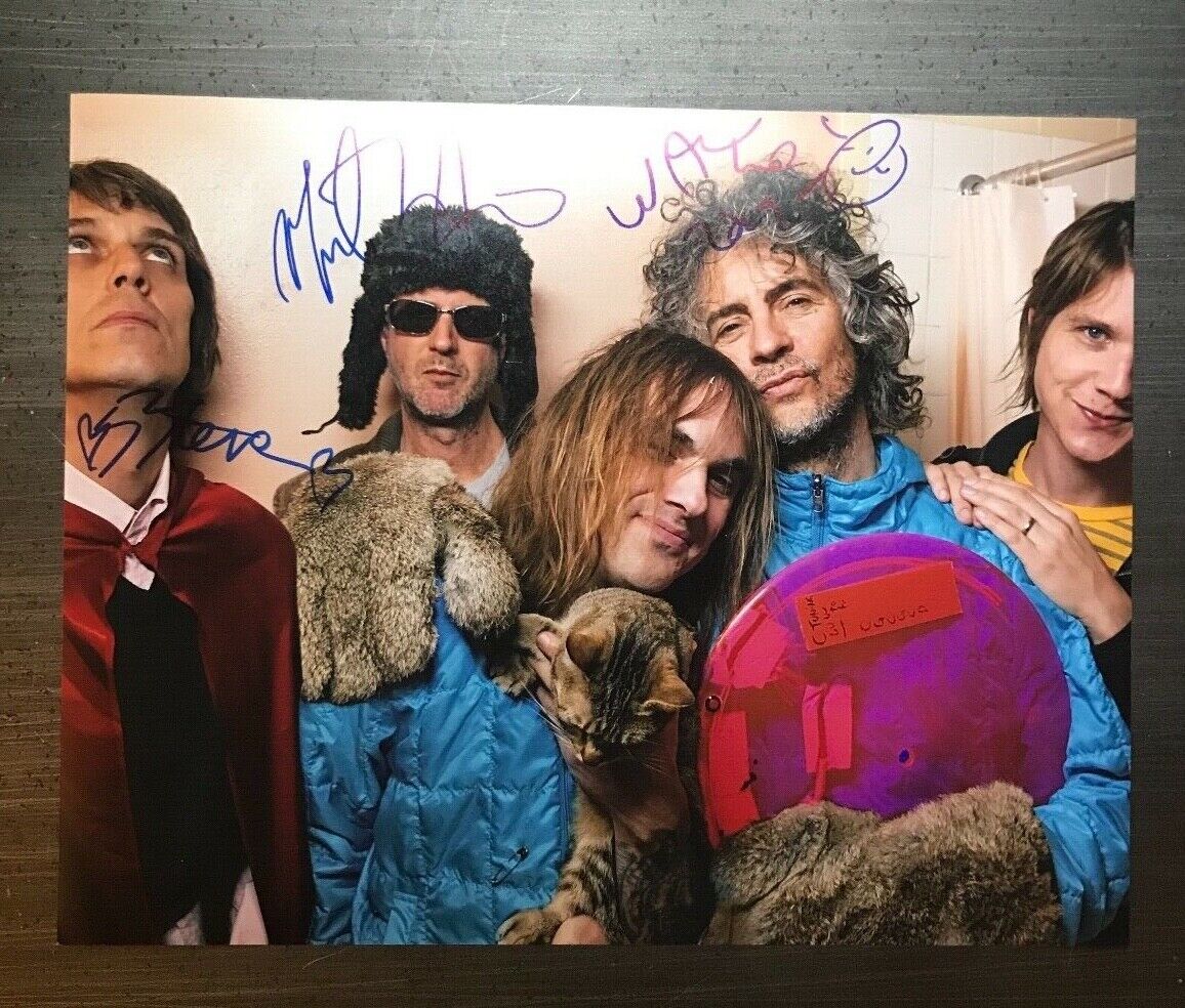 * THE FLAMING LIPS * signed 11x14 Photo Poster painting * WAYNE COYNE, STEVEN & MICHAEL * 1