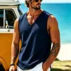 Linen V-Neck Sleeveless Tank Linen Top For Men Lightweight Breathable Summer Casual Wear by Inlyline