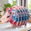 Pink Elephant 5D DIY-Tiermuster Diamantbemalungsuntersetzer mit Halter