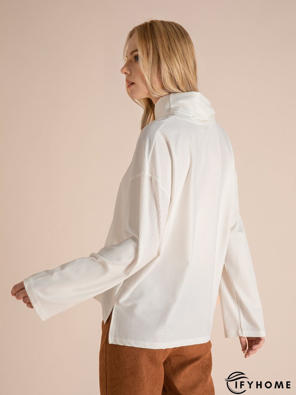 Women Casual Top Tunic Cowl Neck Sweater | IFYHOME