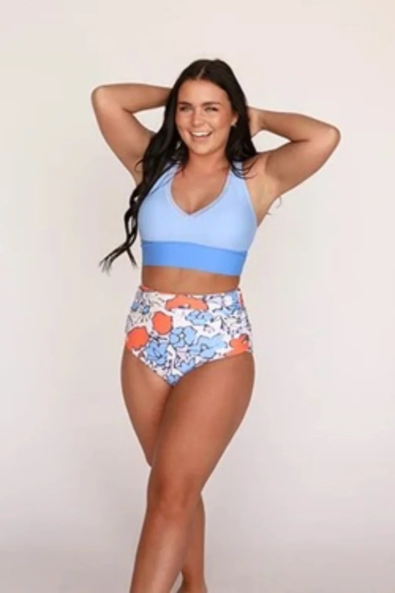 Amore Blue Point Break Crop Bikini Set