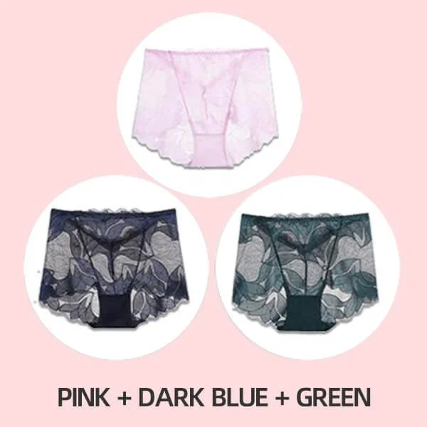 💝LAST DAY 48% OFF 💝-Ladies Silk Lace Handmade Underwear Pack (Buy 2 Get 1 Free)