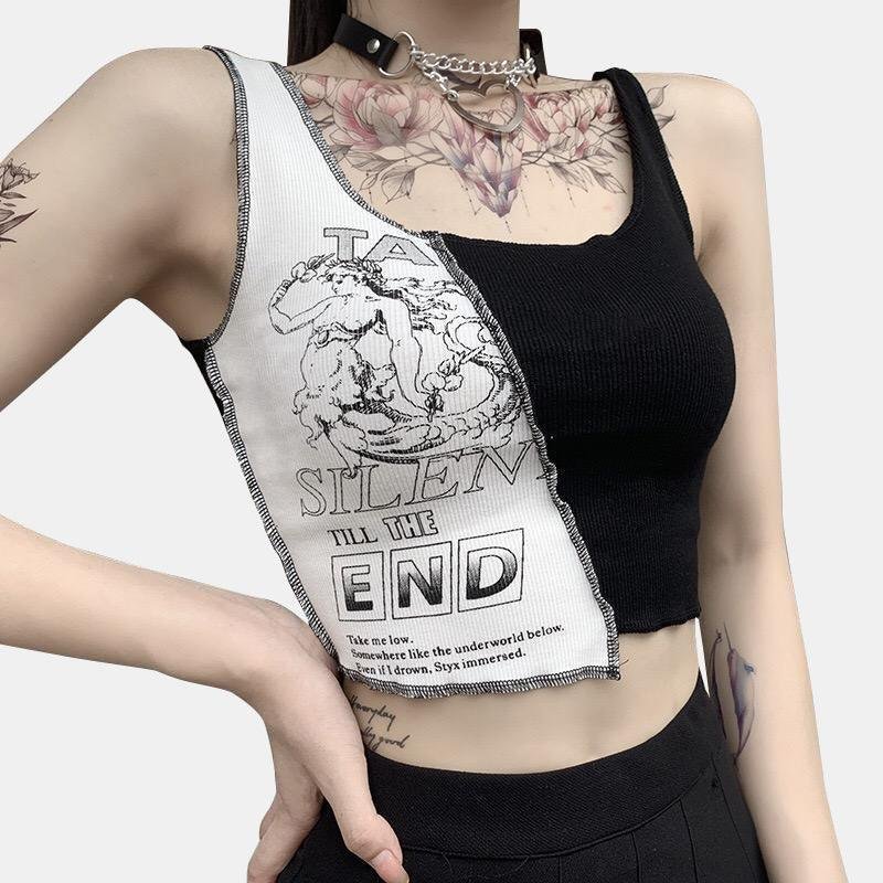 Contrast Color Print Top