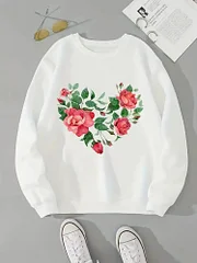 Women Fleece Cartoon Avocado Love 90s Trend Cute Clothing Fashion Pullovers Print Long Sleeve Clothes Female Graphic Sweatshirts