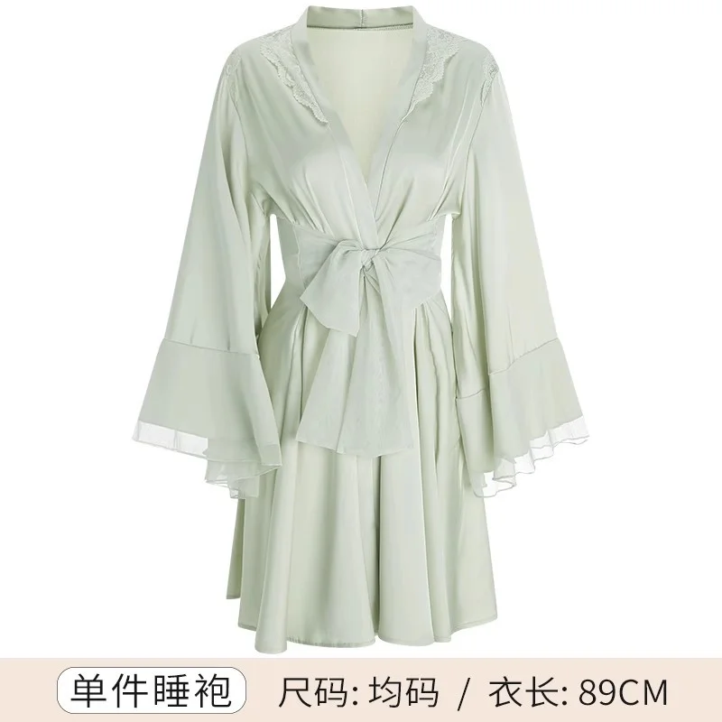 Sdrawing Sdrawing Lace Mesh Mesh Red Ice Bathrobe Home Dress Nightgover 2025 New Female Sexy Robe
