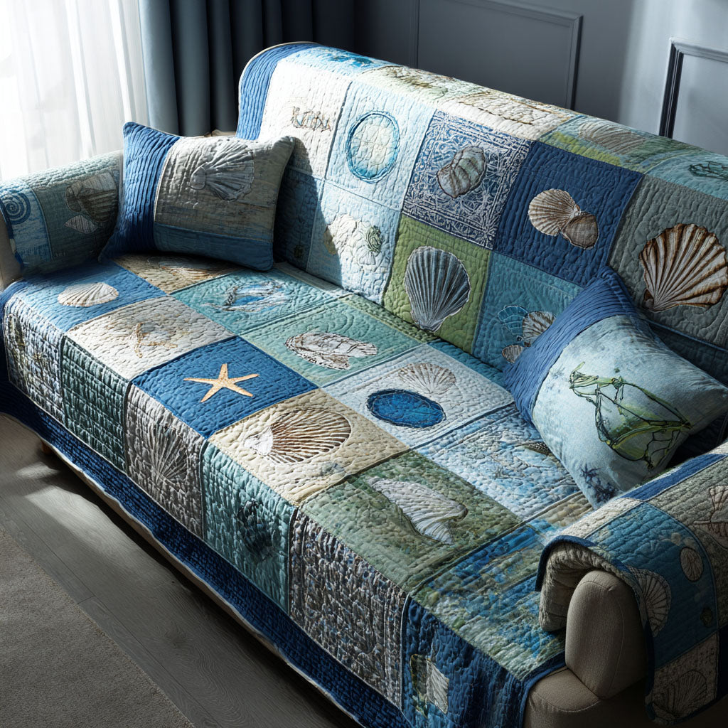 Seaglass Dreams Quilted Sofa Cover NCU0PT11145 everthome