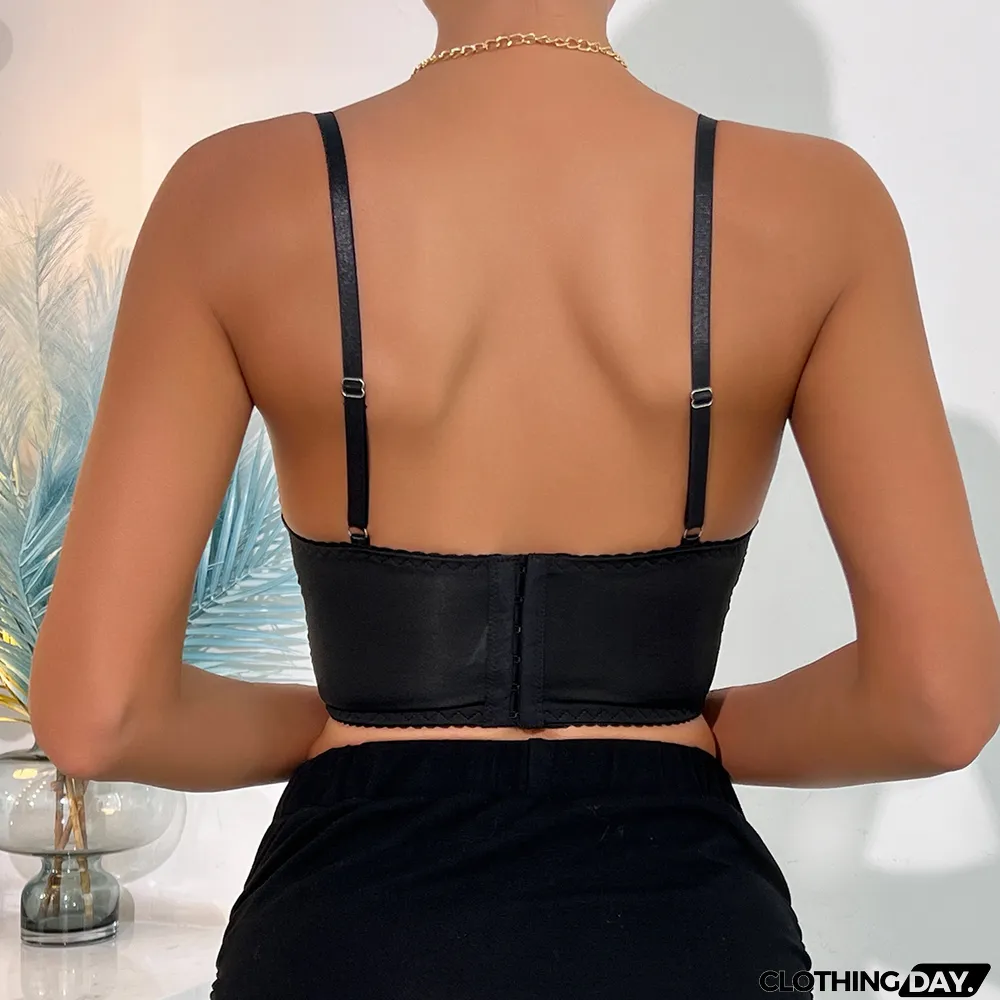 Heart Print rhinestone fashion lace sling Basic hollow sexy underwired bra