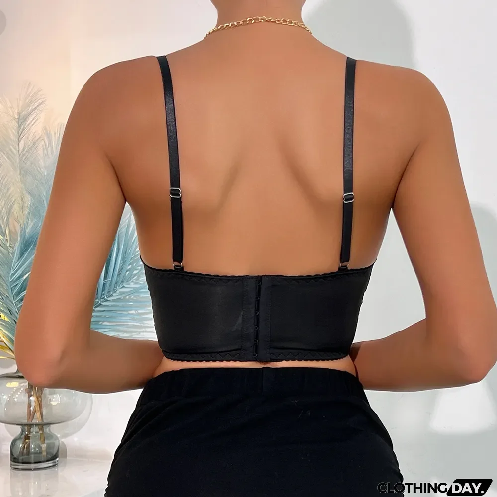 Heart Print rhinestone fashion lace sling Basic hollow sexy underwired bra