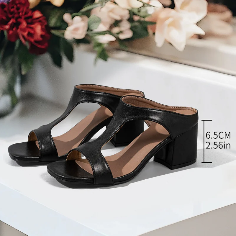 Breakj Breakj Leopard-Print High-Heeled Sandals Women Large-Size Zebra-Ssed Coarse Heel Sandals