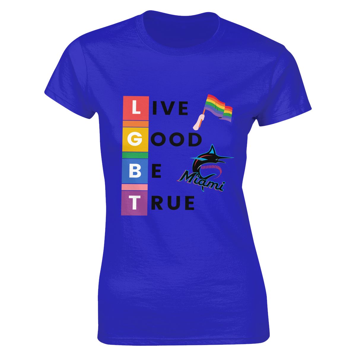 Miami Marlins LGBT Pride Women's Soft Cotton T-Shirt