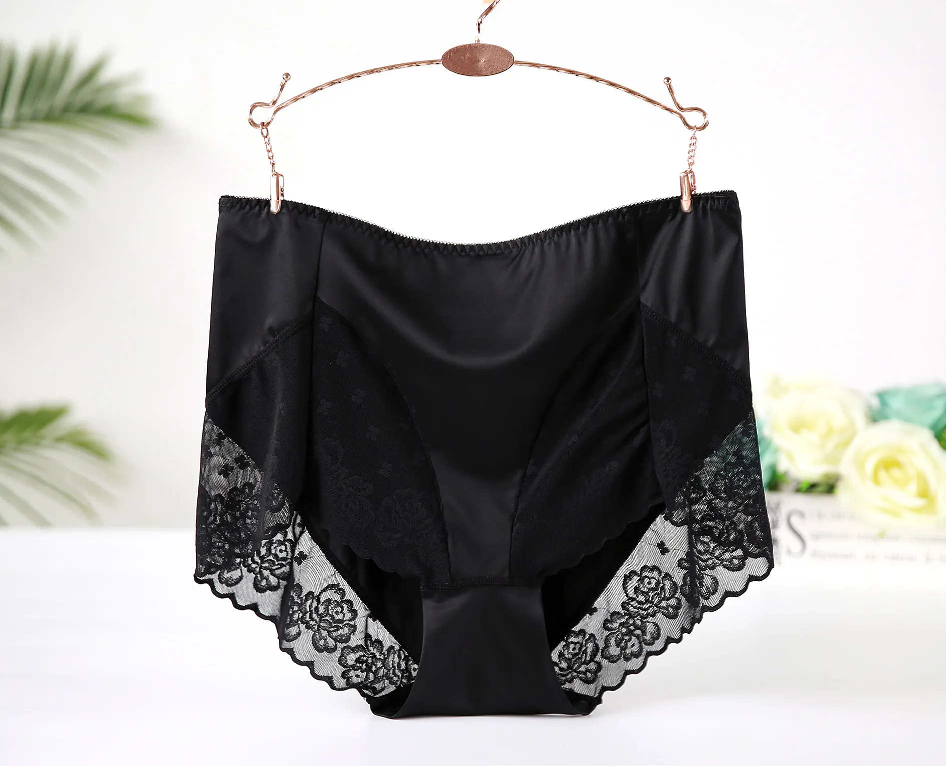  thdmladies High waist feel delicate plus size lace panties  thedmladies