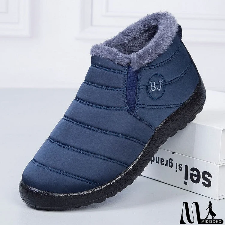 Warm Fur Lined Waterproof Ankle Snow Boots For Winter