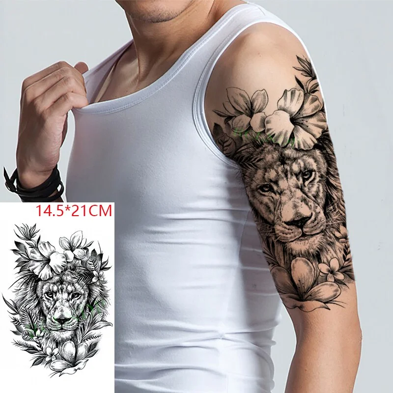 Sdrawing Temporary Tattoo Sticker Red Rose Dragon Lion Tiger Animal Tatto Stickers Flash Tatoo Fake Tattoos for Men Women