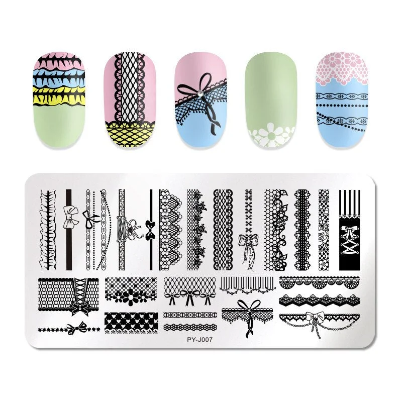PICT YOU Nail Stamping Plates Square Overprint Wave Series Nail Art Image Stamp Stainless Steel Stencils Nail Tools F001-Nail Inspo