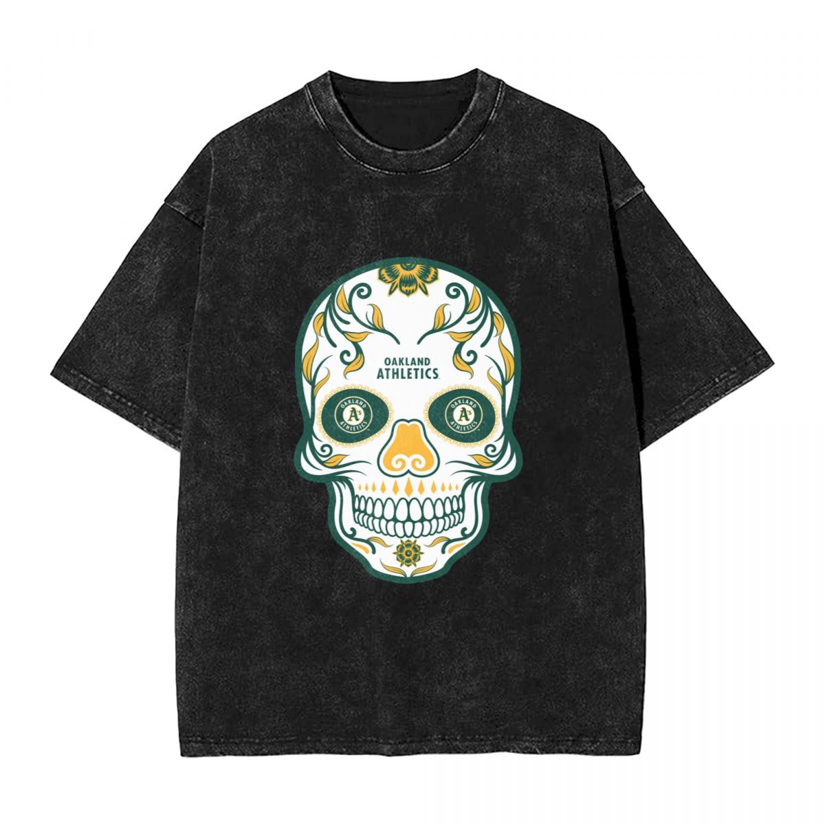 Oakland Athletics Skull Washed Oversized Vintage Men's T-Shirt