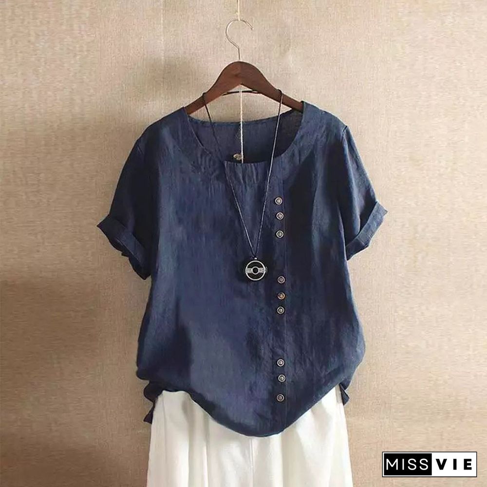 New Summer Oversize T-Shirt Large Casual Loose Cotton Linen Short Sleeve Pullover Tops Shirts For Women Woman Tshirts Clothes