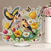 (US Local)Acrylic Flower Bird DIY 5D DIY Diamond Art Tabletop Desktop Ornaments Kit