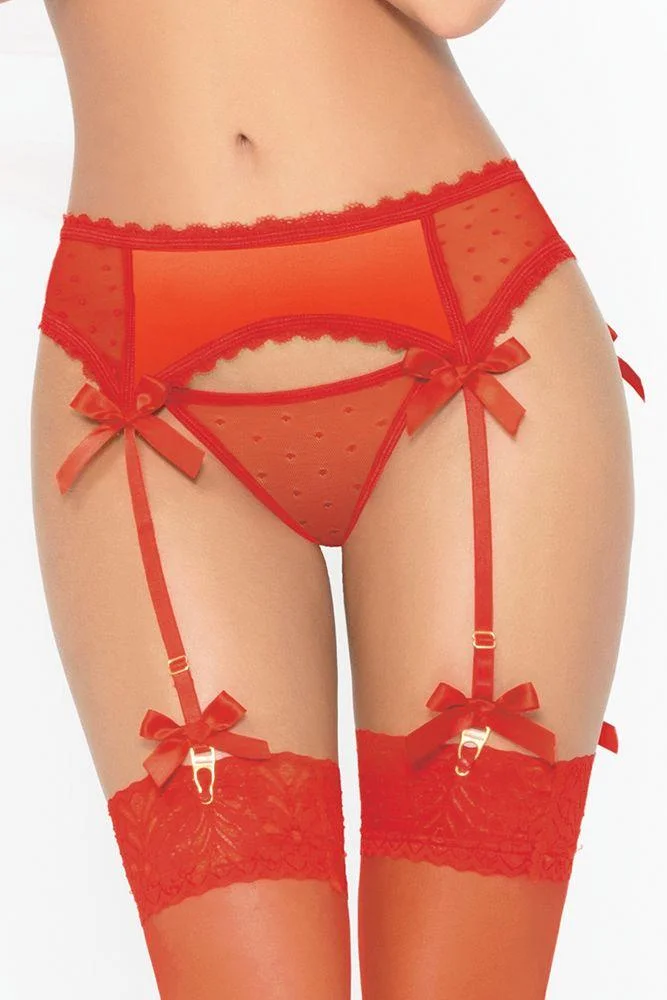 pornhint Pornhint Ready or Dot Red Garter Belt & Thong