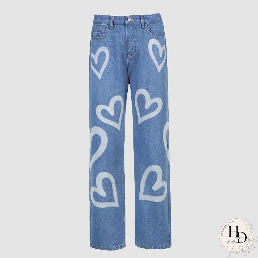 Heart-Shaped Graffiti Jeans