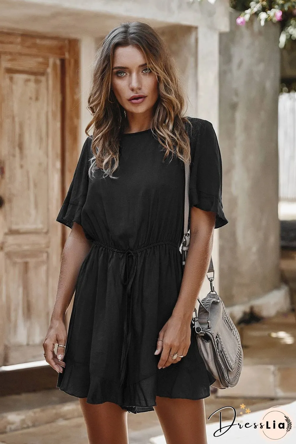Solid Color Short-Sleeve Rompers