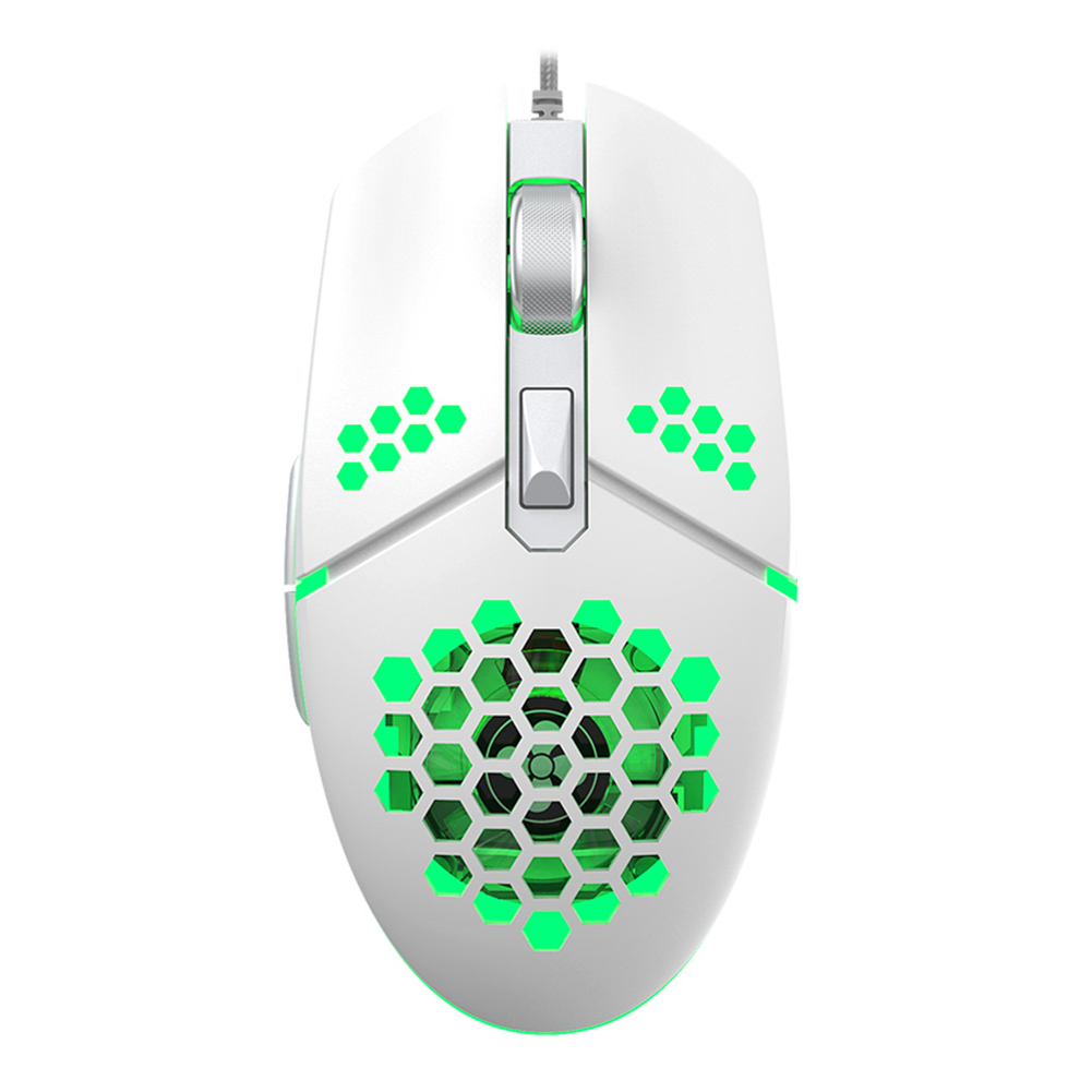 

G25 RGB Wired Mouse with Cooling Fan Honeycomb Shell USB PC Mice, White, 501 Original