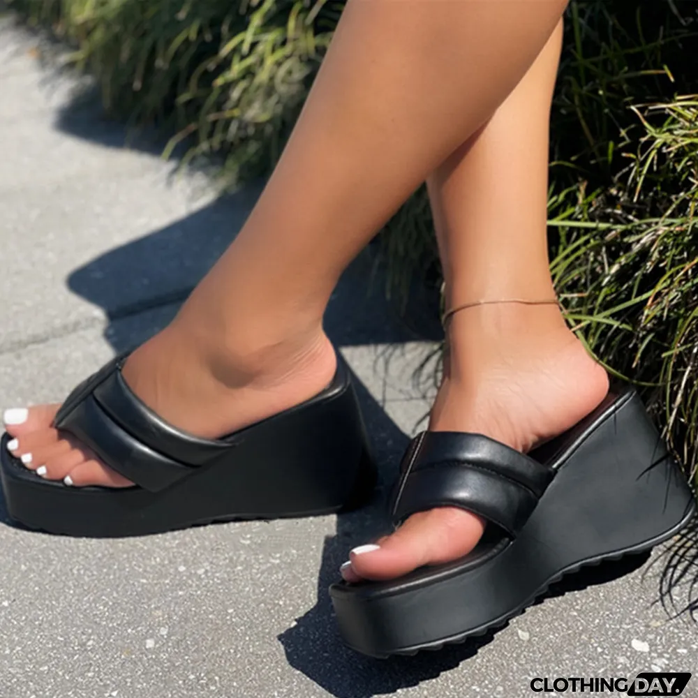 White Fashion Casual Patchwork Solid Color Round Wedges Shoes