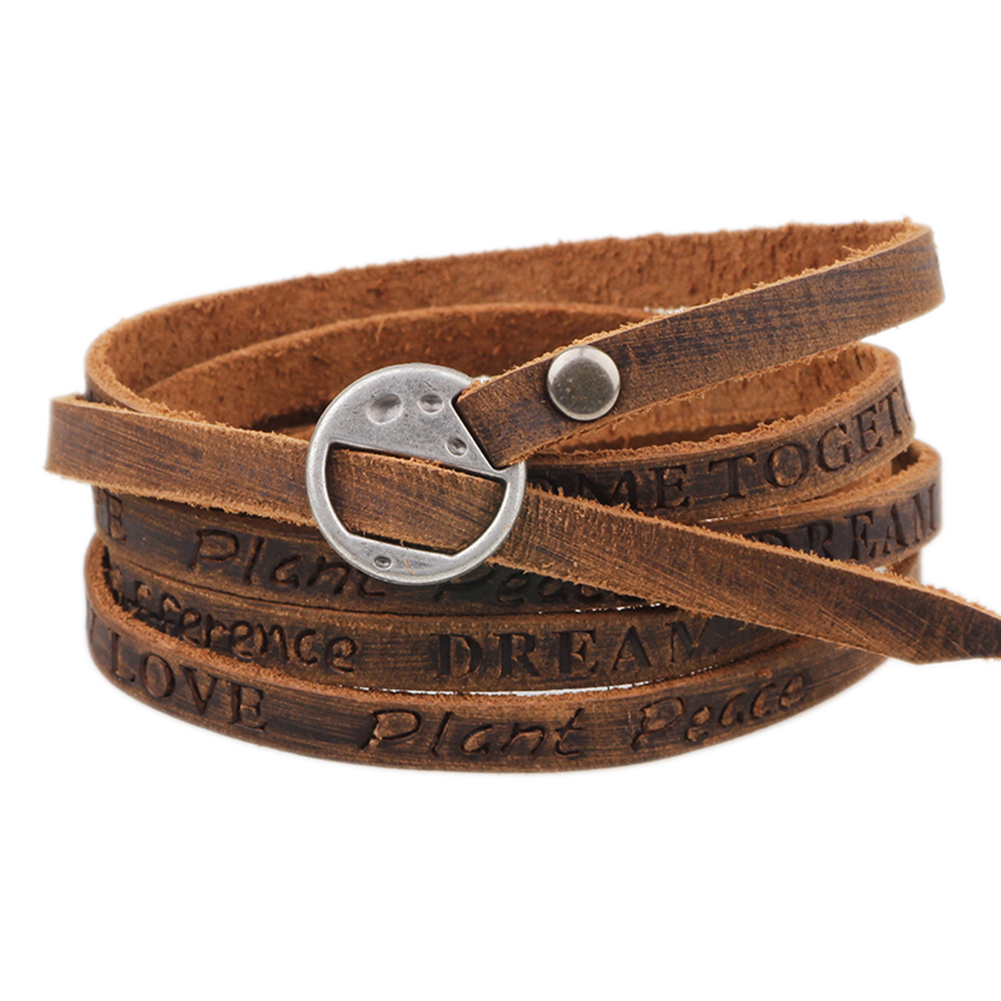 

Casual Vintage European Fashion Twine Punk Style Leather Bracelet Gift, Pressurized word, 501 Original