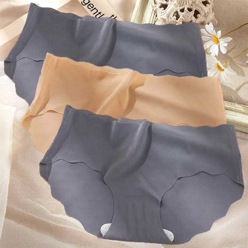 3PCS/Set Sexy Panties Women Seamless Underwear Female Briefs Underpants Invisible Intimates Lingerie One-Piece Low Waist Pantys