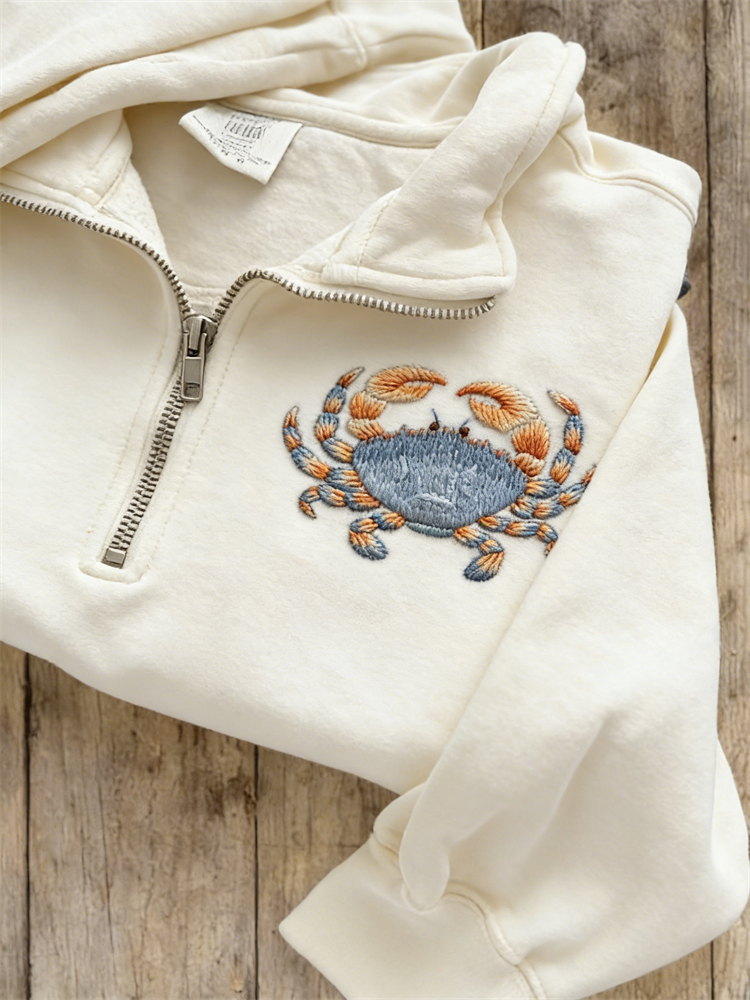 Lovely Crab Zip Up Sweatshirt wearshes
