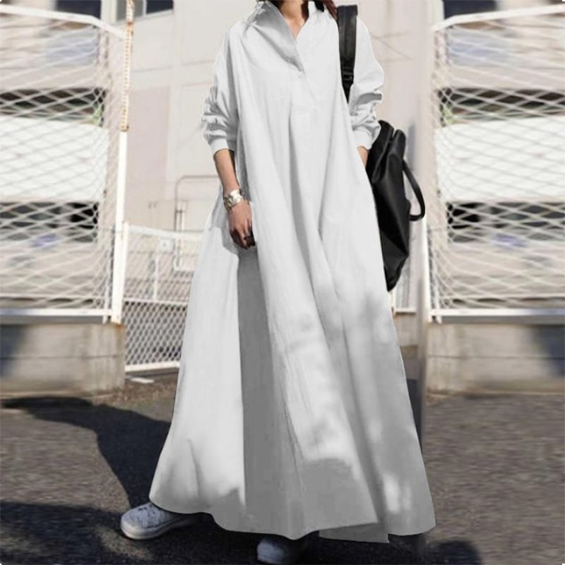 Vintage Cotton and Linen Long Sleeve Dress