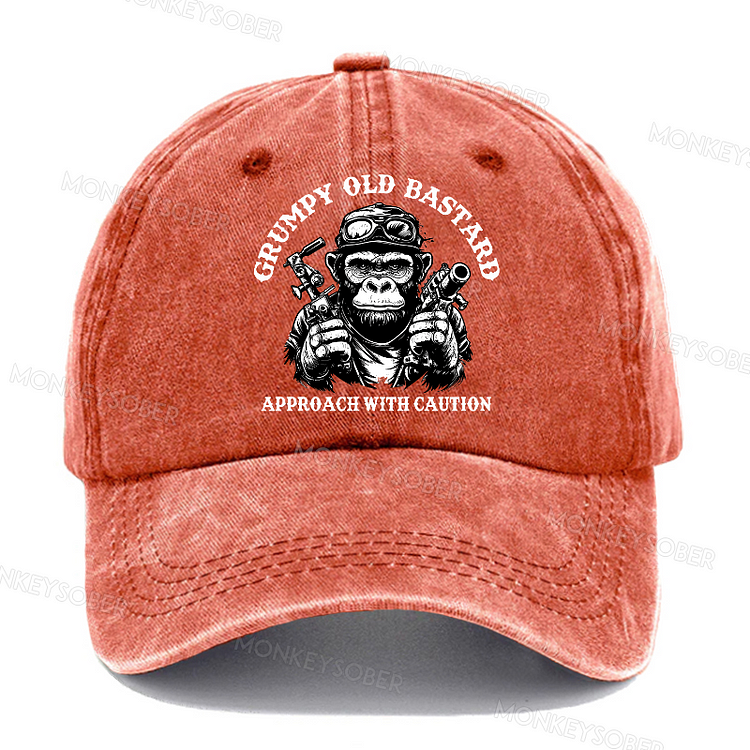 Grumpy Old Bastard Approach With Caution Washed Baseball Caps