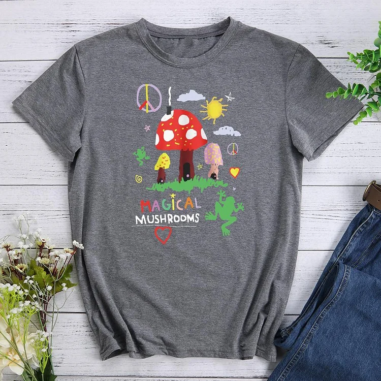 Magical Mushrooms Round Neck T-shirt