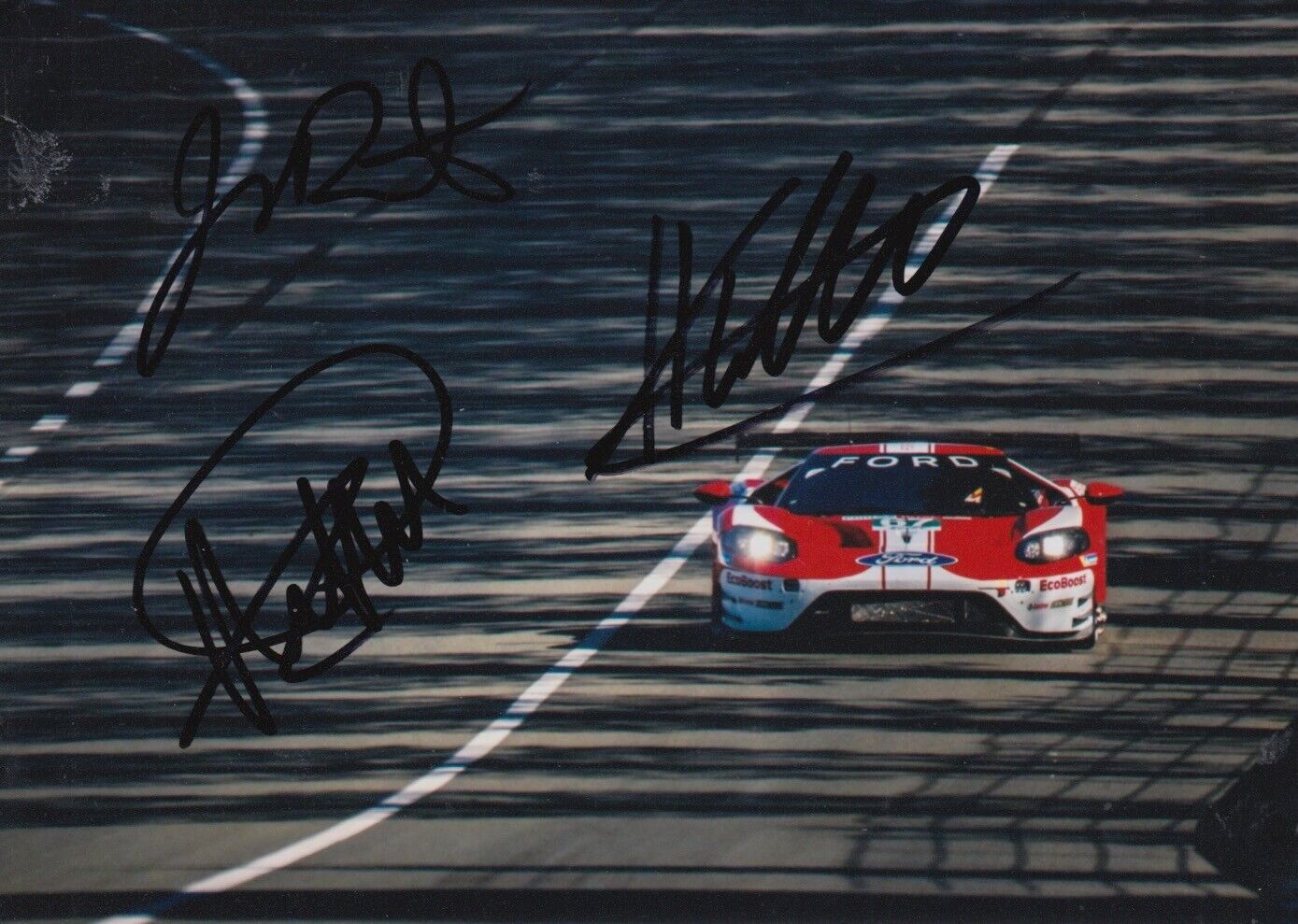 Tincknell, Priaulx, Bomarito Hand Signed Ford GT 7x5 Photo Poster painting 2019 Le Mans.