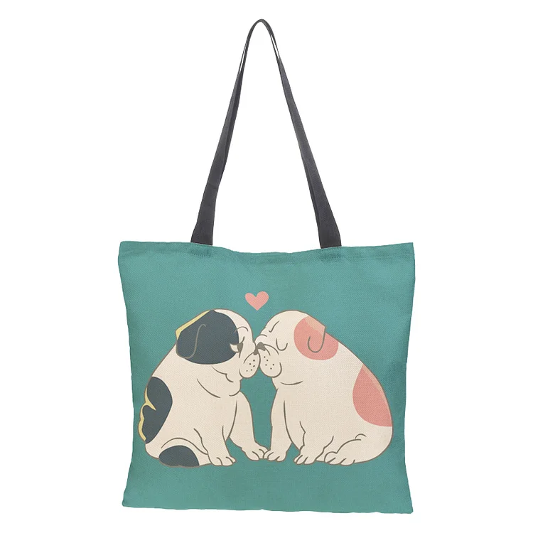 Linen Eco-friendly Tote Bag - Dog Love