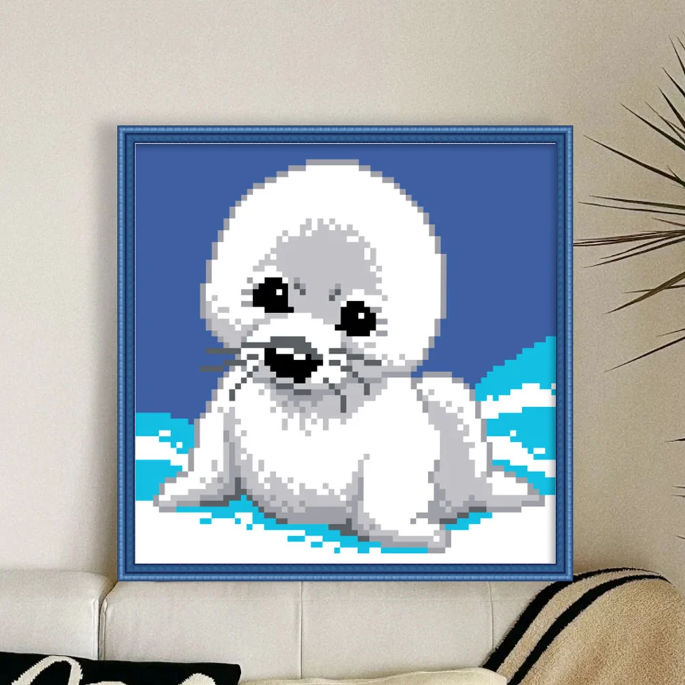 9CT Full Stamped Cross Stitch Bead Embroidery - Seal(Canvas|20*20CM)