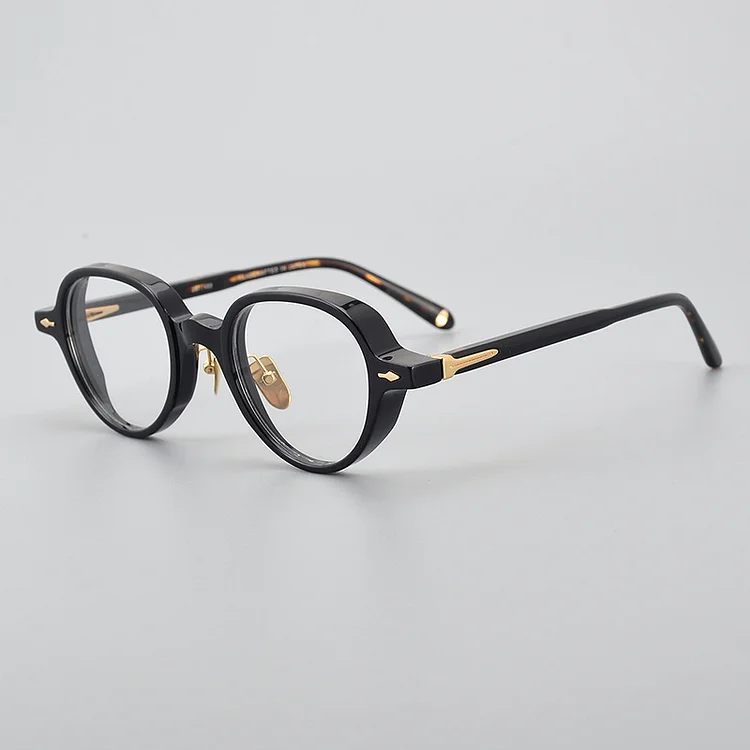 Japanese Acetate Classical Men Glasses Frames Oval Tortoise Amber Designer  Glasses Brand Vintage Women Eyewear