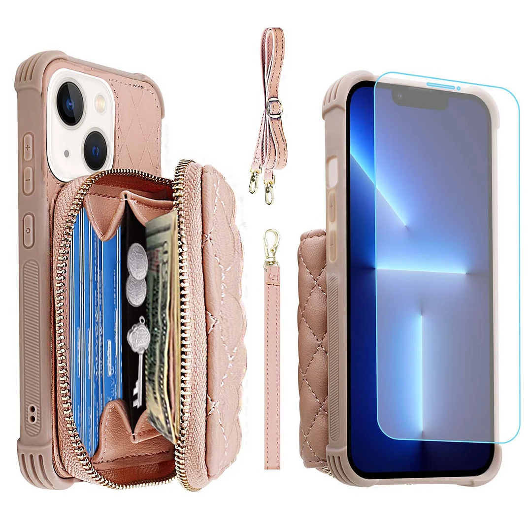 MONASAY Zipper Wallet Case for iPhone 14 Plus 6.7 inch