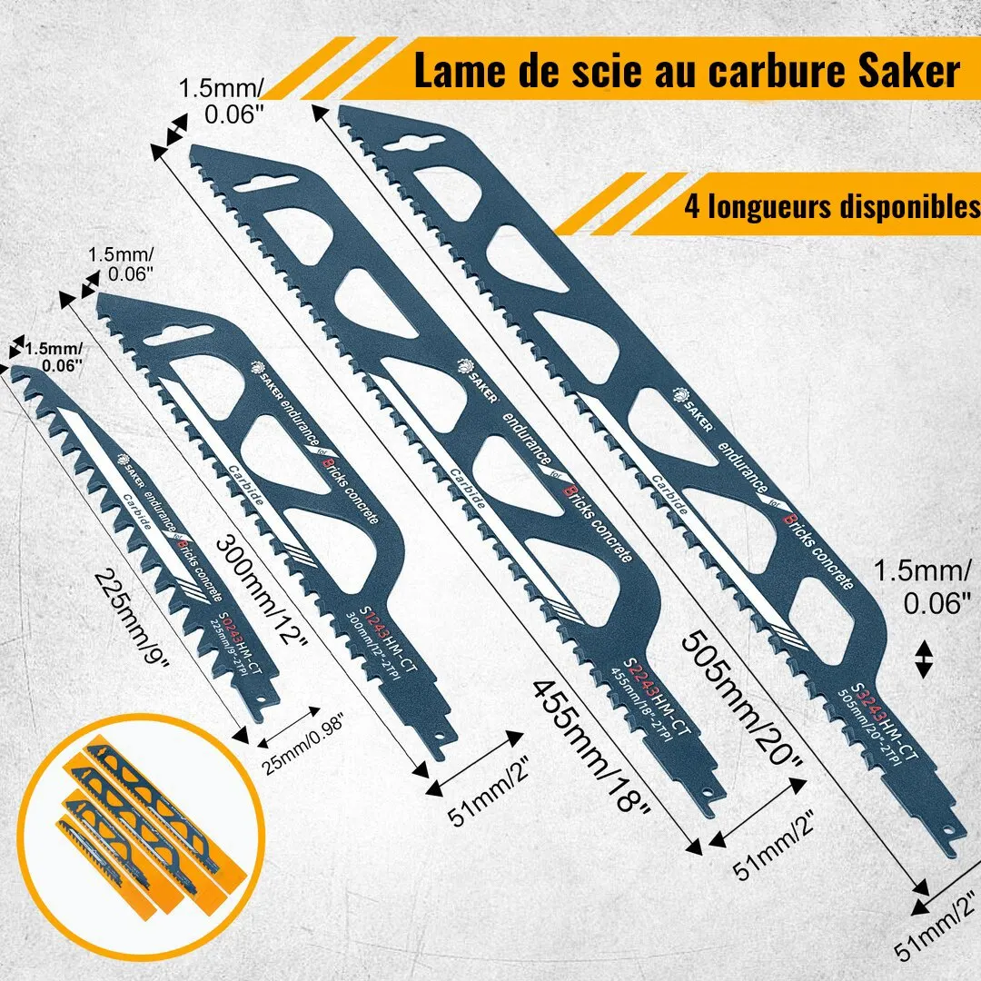 Eclipse Professional - Set De 3 Lames De Scie Alternative | Pour Bois, Métal Et Bois Clouté | Poignée Multifonction