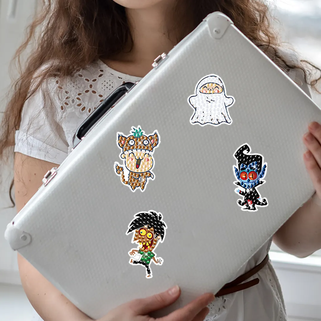 DIY Diamond Painting Sticker Diamond Art Stickers Arts and Crafts Decorative Diamond Stickers for Birthday Party Halloween Christmas Gifts (Halloween cartoon characters)