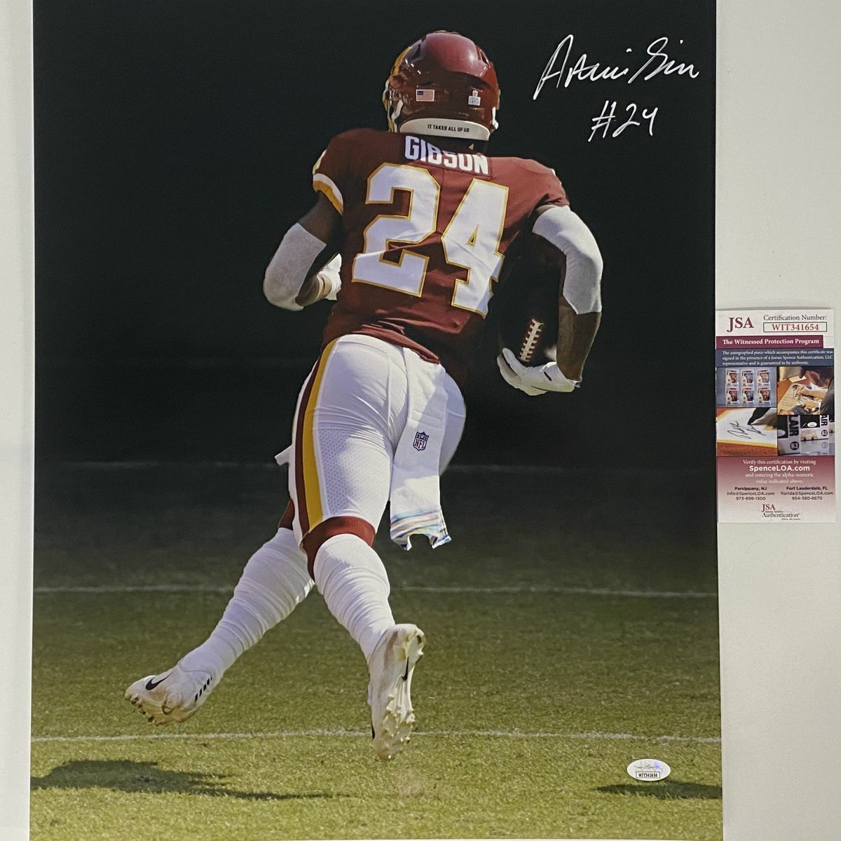 Autographed/Signed ANTONIO GIBSON Washington Football Team 16x20 Photo Poster painting JSA COA 2