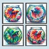Aquarium et betta-peinture diamant ronde compl&egrave;te-40*40cm