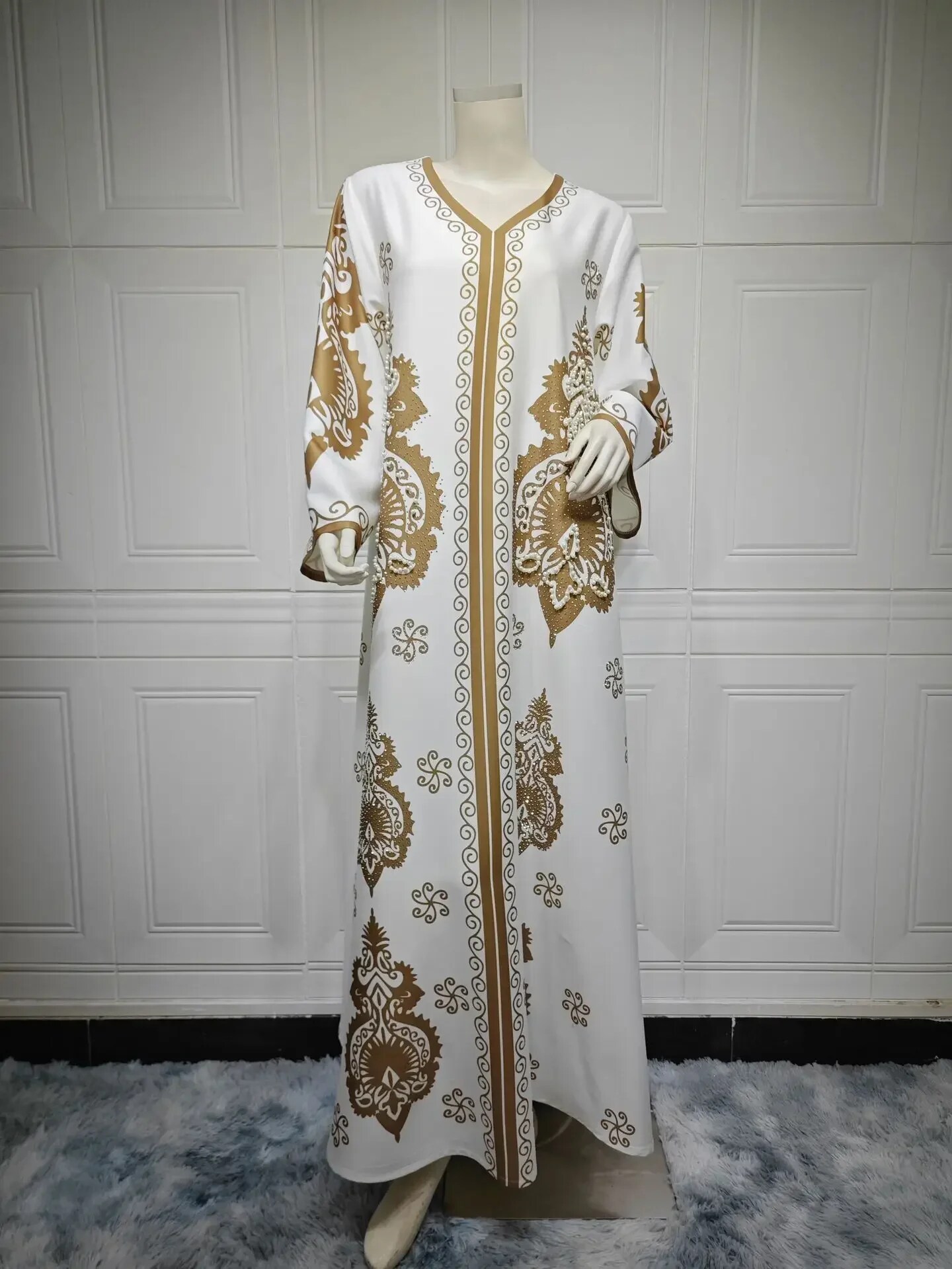 Wheelsraw event dresses for women luxury Femme Fashion Diamond Print Muslim Evening Dress Light Luxury Arabia Abaya Dubai Muslim Dress for Women Clothes for Muslim Women